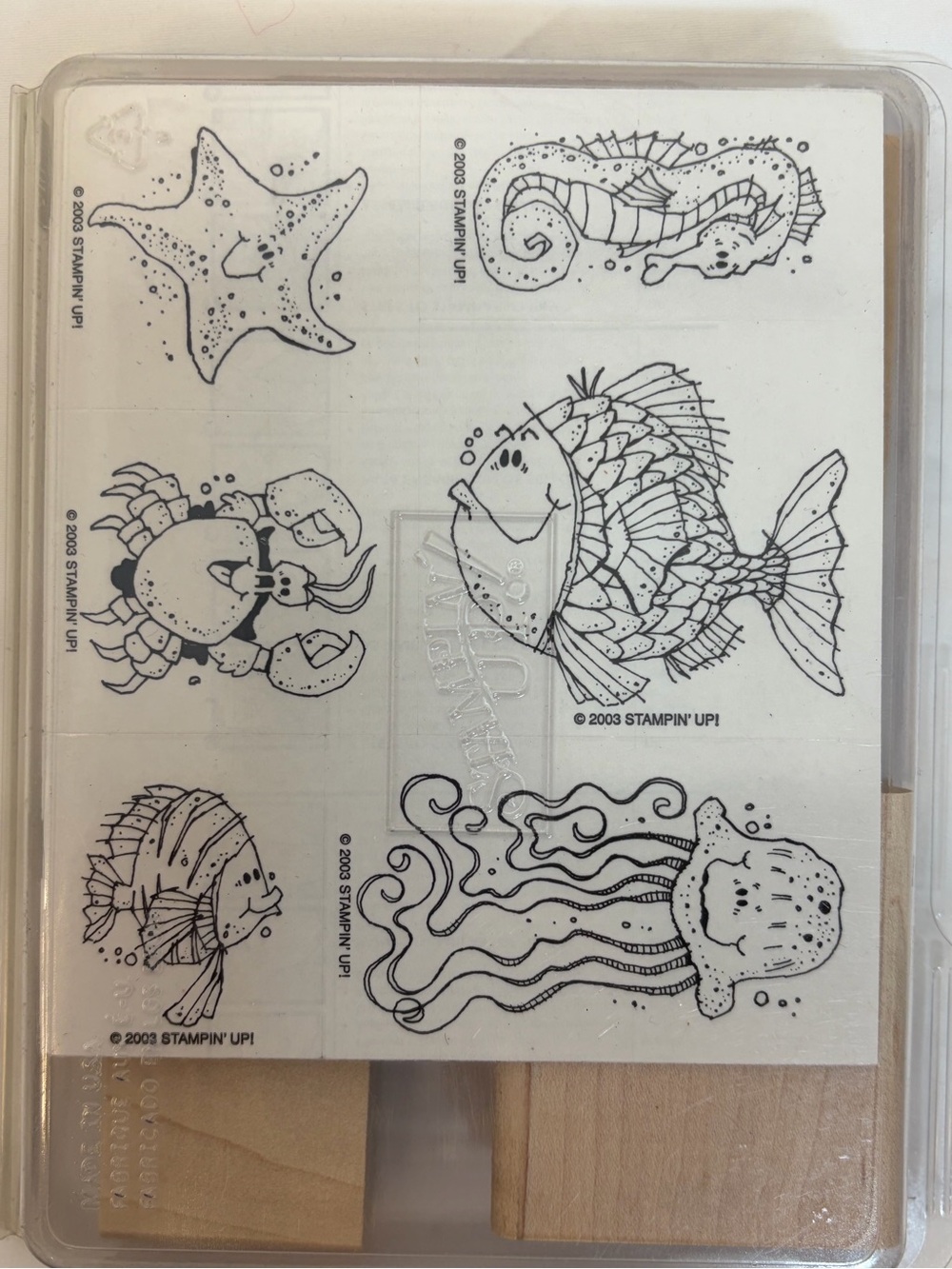 Stampin' Up! Fishy Friends Rubber Stamp Set - 6 Pieces - 2003 - Unmounted - New